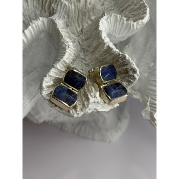 Vintage 950 Sterling Silver Sodalite Earrings