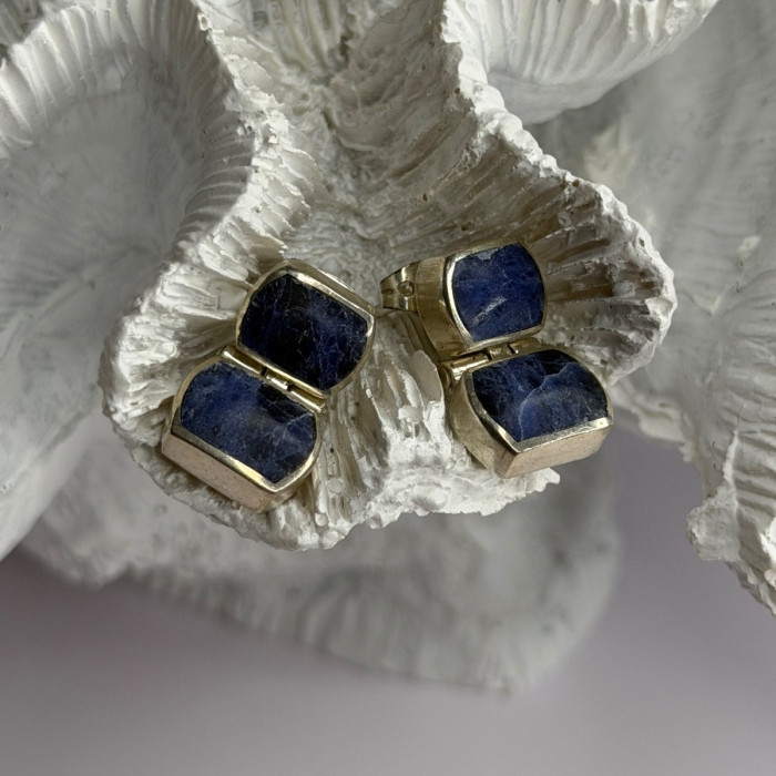 Vintage 950 Sterling Silver Sodalite Earrings