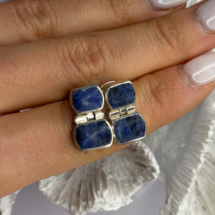Vintage 950 Sterling Silver Sodalite Earrings