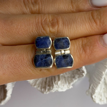 Vintage 950 Sterling Silver Sodalite Earrings