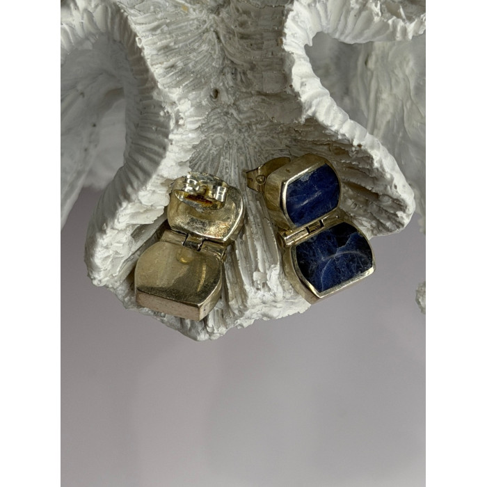Vintage 950 Sterling Silver Sodalite Earrings