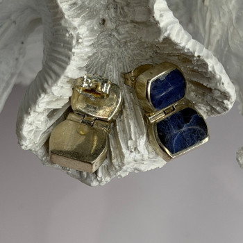 Vintage 950 Sterling Silver Sodalite Earrings