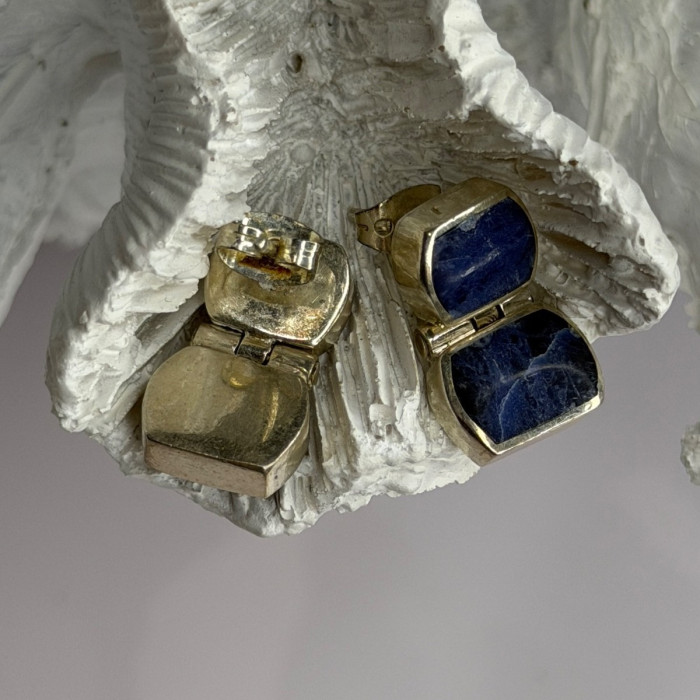Vintage 950 Sterling Silver Sodalite Earrings
