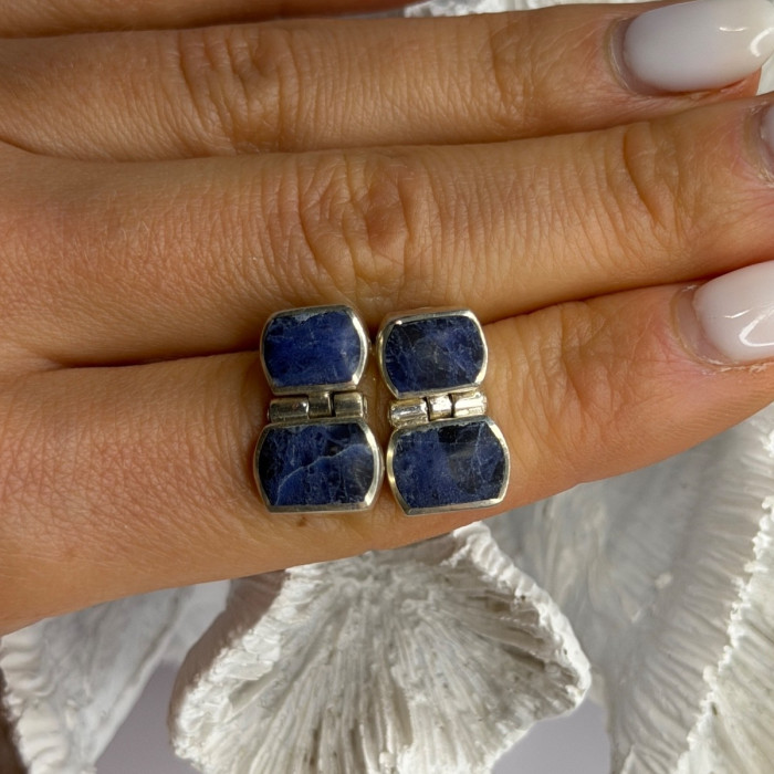 Vintage 950 Sterling Silver Sodalite Earrings