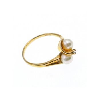10K YELLOW GOLD PEARLS & DIAMOND RING SIZE 6.75