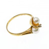 10K Yellow Gold Pearls & Diamond Ring Size 6.75