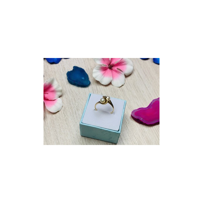 10K YELLOW GOLD PEARLS & DIAMOND RING SIZE 6.75