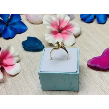 10K YELLOW GOLD PEARLS & DIAMOND RING SIZE 6.75