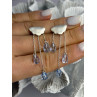 Cloud Tassel Raindrops 925 Sterling Silver Blue Crystal Earrings