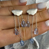 Cloud Tassel Raindrops 925 Sterling Silver Blue Crystal Earrings