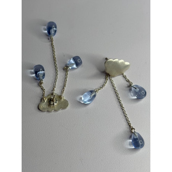 Cloud Tassel Raindrops 925 Sterling Silver Blue Crystal Earrings