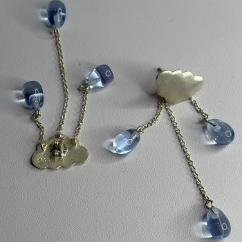Cloud Tassel Raindrops 925 Sterling Silver Blue Crystal Earrings