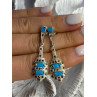 Vintage 925 Sterling Silver Turquoise & Marcasite Earrings