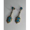 Vintage 925 Sterling Silver Turquoise & Marcasite Earrings