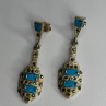 Vintage 925 Sterling Silver Turquoise & Marcasite Earrings