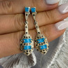 Vintage 925 Sterling Silver Turquoise & Marcasite Earrings