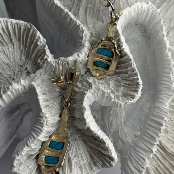 Vintage 925 Sterling Silver Turquoise & Marcasite Earrings