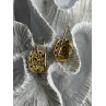GA Italy 925 Sterling Silver Gold Plated White Topaz Earrings