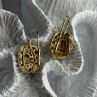 GA Italy 925 Sterling Silver Gold Plated White Topaz Earrings