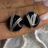 Vintage 925 Sterling Silver Black Onyx Earrings