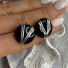 Vintage 925 Sterling Silver Black Onyx Earrings
