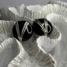 Vintage 925 Sterling Silver Black Onyx Earrings