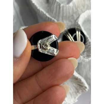 Vintage 925 Sterling Silver Black Onyx Earrings