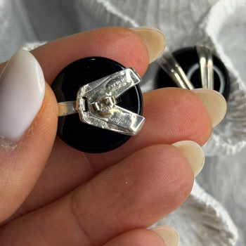 Vintage 925 Sterling Silver Black Onyx Earrings