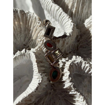 925 Sterling Silver Multi Color Gemstones Pendant