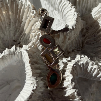 925 Sterling Silver Multi Color Gemstones Pendant