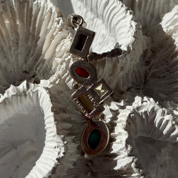 925 Sterling Silver Multi Color Gemstones Pendant