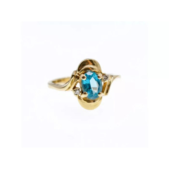 14K YELLOW GOLD TOPAZ & DIAMONDS RING SIZE 7.25