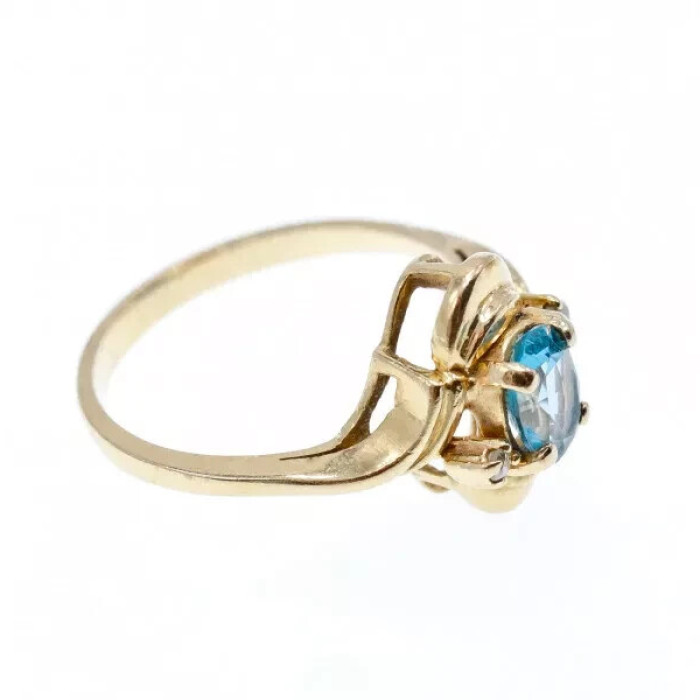 14K Yellow Gold Topaz & Diamonds Ring Size 7.25