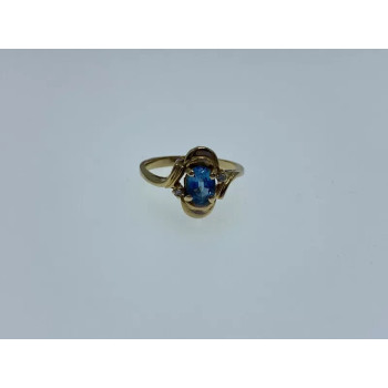 14K YELLOW GOLD TOPAZ & DIAMONDS RING SIZE 7.25