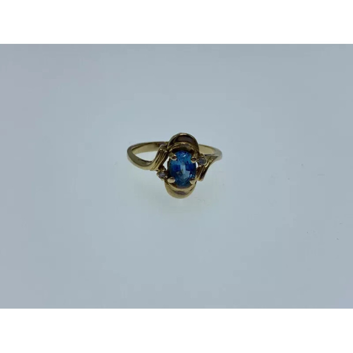 14K YELLOW GOLD TOPAZ & DIAMONDS RING SIZE 7.25