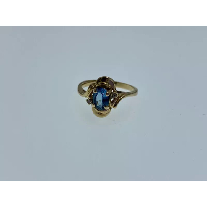 14K YELLOW GOLD TOPAZ & DIAMONDS RING SIZE 7.25