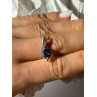 925 Sterling Silver Blue Sapphire & Quartz Necklace Length 16 in