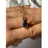 925 Sterling Silver Blue Sapphire & Quartz Necklace Length 16 in