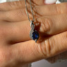 925 Sterling Silver Blue Sapphire & Quartz Necklace Length 16 in