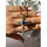 Vintage 925 Sterling Silver Sodalite Cross Necklace Length 18 in
