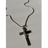 Vintage 925 Sterling Silver Sodalite Cross Necklace Length 18 in