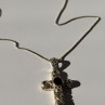 Vintage 925 Sterling Silver Black Onyx Cross Necklace Length 18 in