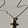 Vintage 925 Sterling Silver Black Onyx Cross Necklace Length 18 in