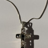 Vintage 925 Sterling Silver Black Onyx Cross Necklace Length 18 in