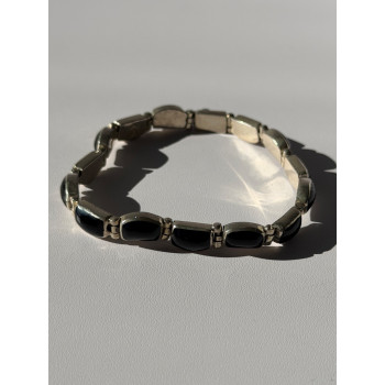 Vintage 950 Sterling Silver Black Onyx Bracelet