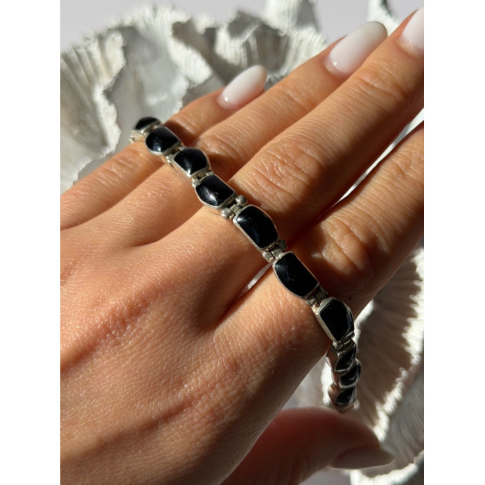 Vintage 950 Sterling Silver Black Onyx Bracelet