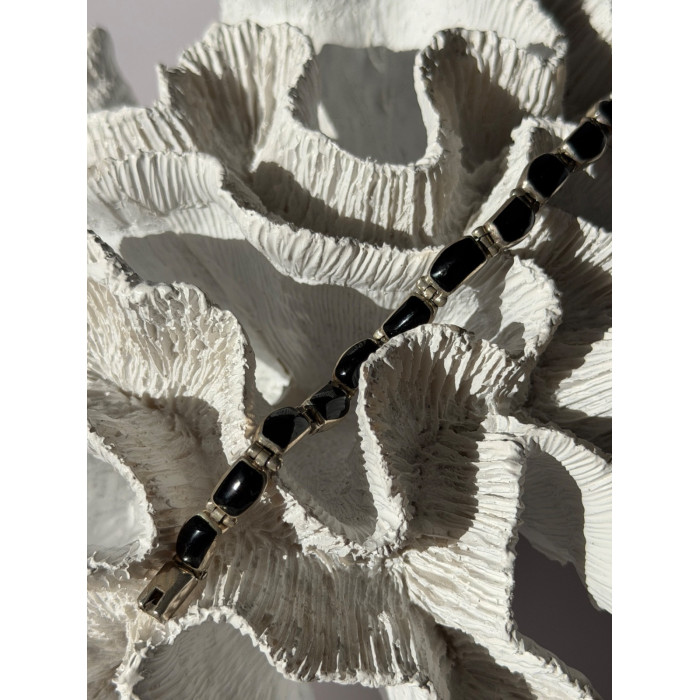 Vintage 950 Sterling Silver Black Onyx Bracelet