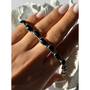 Vintage 950 Sterling Silver Black Onyx Bracelet