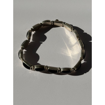 Vintage 950 Sterling Silver Black Onyx Bracelet