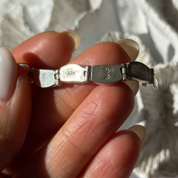 Vintage 950 Sterling Silver Black Onyx Bracelet